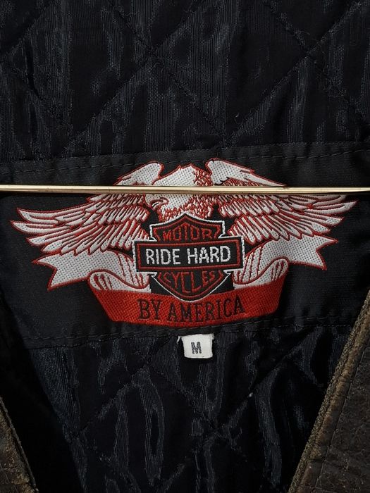 Vestă Moto Piele Naturală "Ride Hard / Davidson Motor" – Mărimea M (Stil Custom/Chopper)