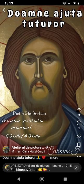 Iisus Hristos  50cm/40cm icoana pictata manual pe lemn de tei
