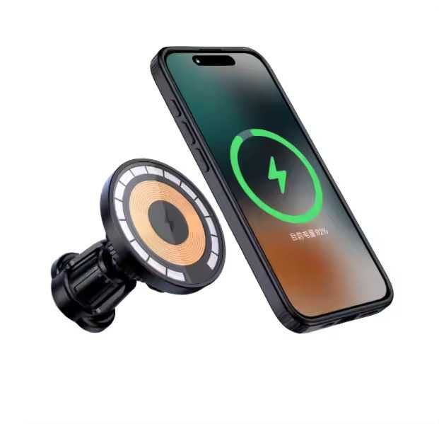 Suport telefon auto magnetic wireless 360° cu placă metalică