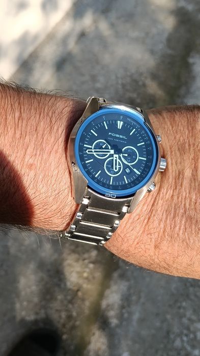 Ceas Bărbătesc Fossil CH-2516 Cronograf Albastru + Cutie Metalică și Săculeț