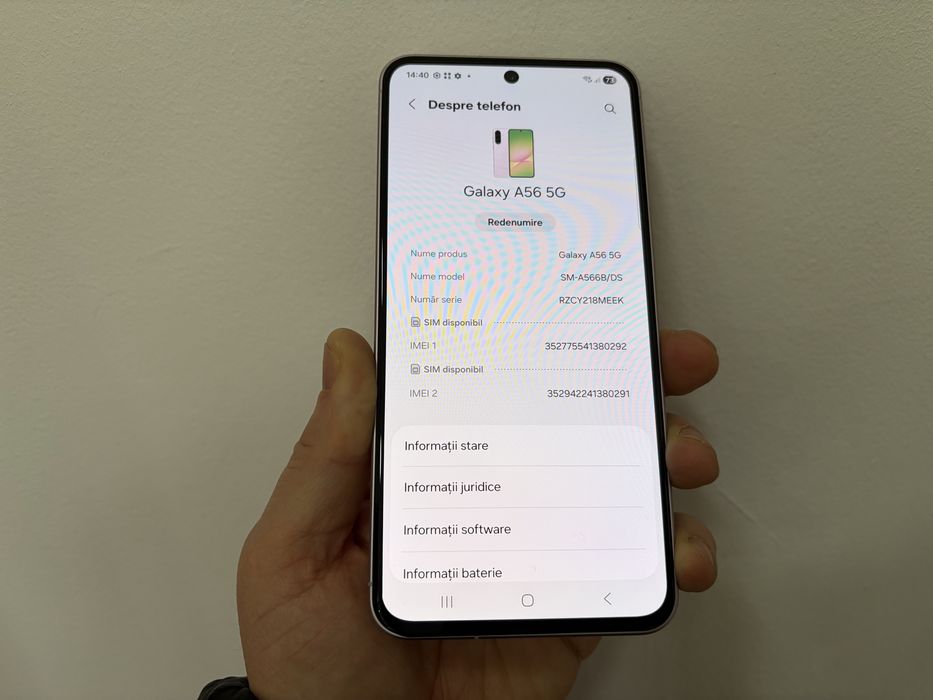 Samsung Galaxy A56 5g, 256 gb, 8 gb ram, Roz, dual sim