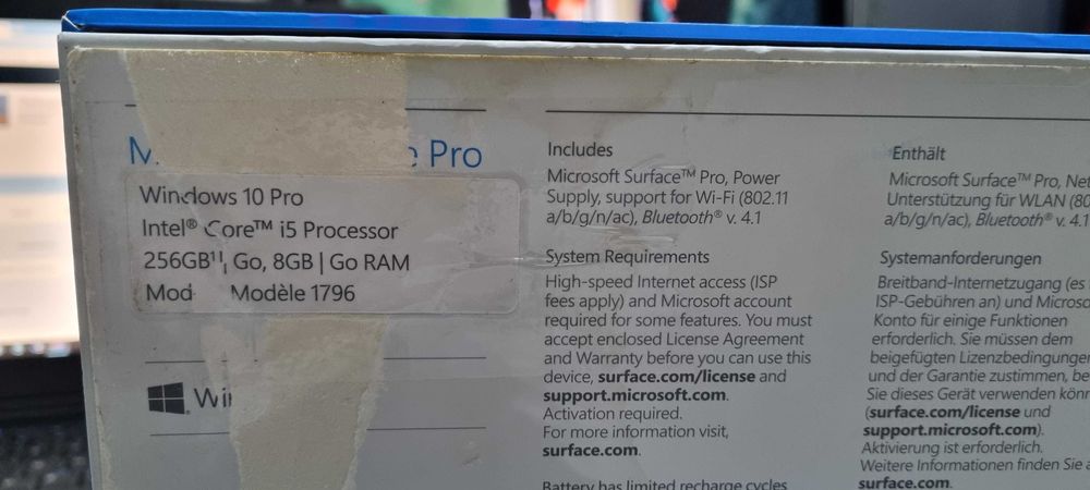 Microsoft Surface Pro 5 1796 - defecta