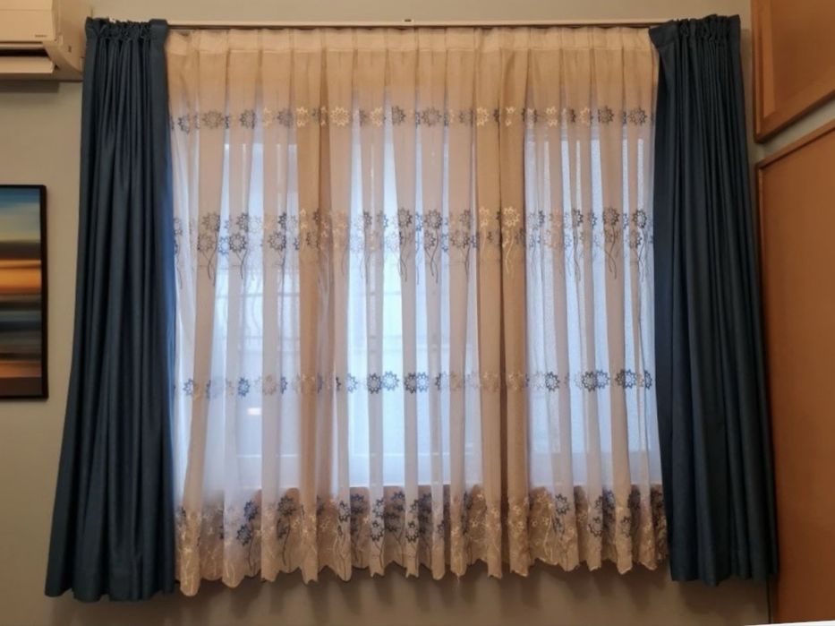 кувертюра /шалте/ покривка за спалня 160/200 см. с дебела вата и 2 броя плътни завеси от същия плат