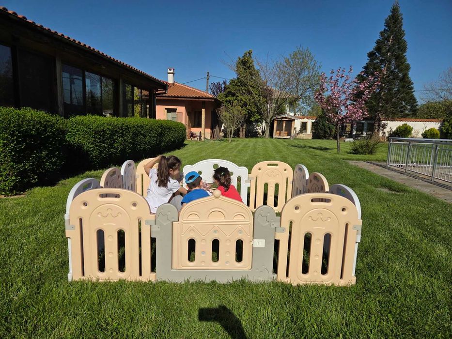 Детска ограда Sonne Home, Sweetie Pacho, Бял/Прасковен цвят