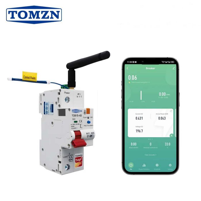 TOB1S-63 RS485 WIFI управление 1P+N AC 1-63A OVP UVP OCP Заключване