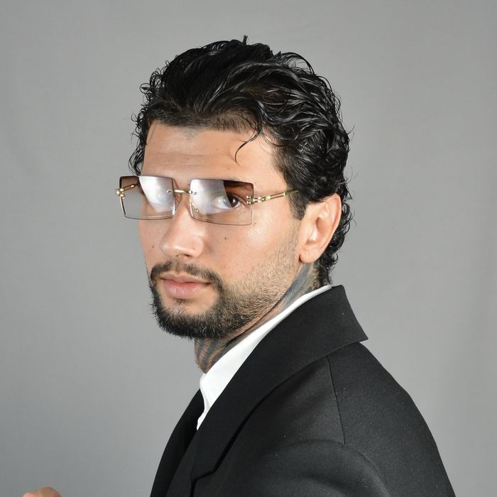 Ochelari Soare Unisex Gradient Maro DeschisUV Lantila dreptunghiulara