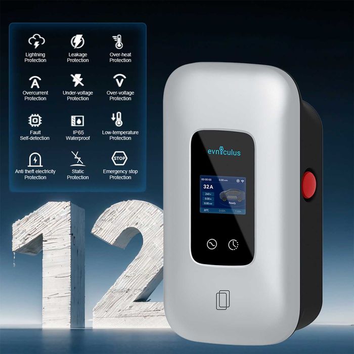 22 кВт Статична Зарядна Станция Wallbox Зарядно Електромобил 5м Тип 2