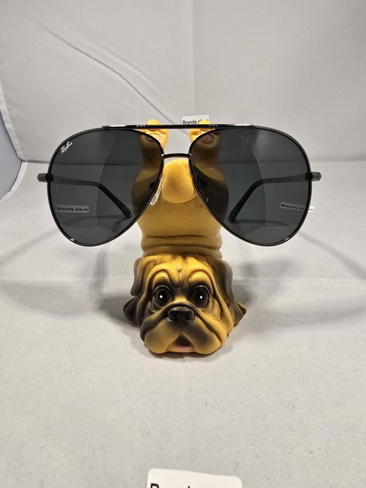 Promotie - Ochelari de soare Ray-Ban Aviator, lentile negre, rama argintie , pilot shaped