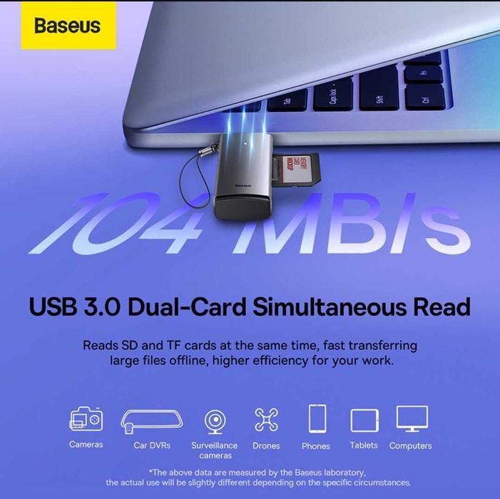 Baseus 2 in 1 Lite Series USB-A 3.0 Type C To Micro SD/TF Card Reader