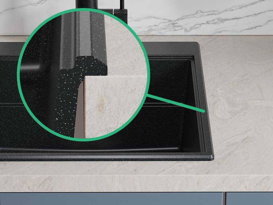 Графит гранитна кухненска мивка Сидни 780-45 Ergo Multilevel 780х500