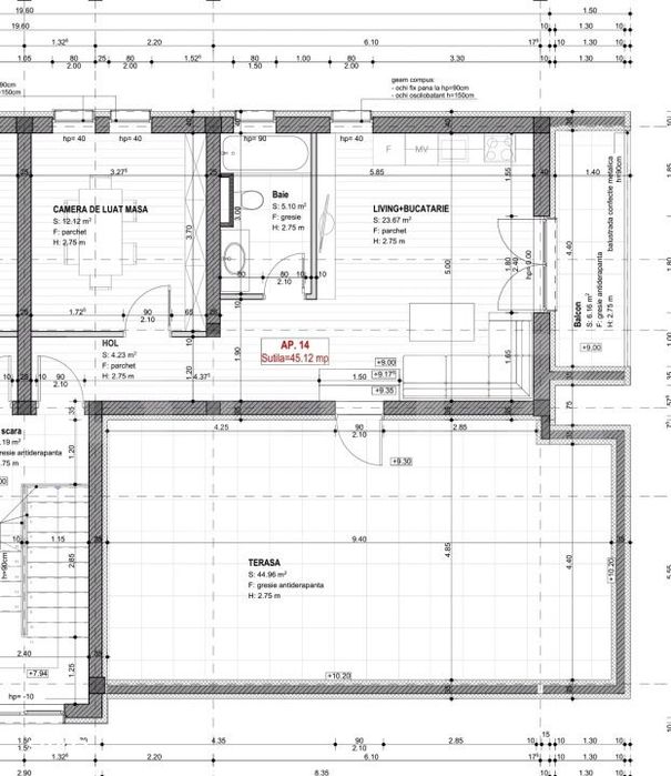 Apartament cu 2 camere, 45 mp utili, terasa 45 mp, zona Braytim — fotografia 1