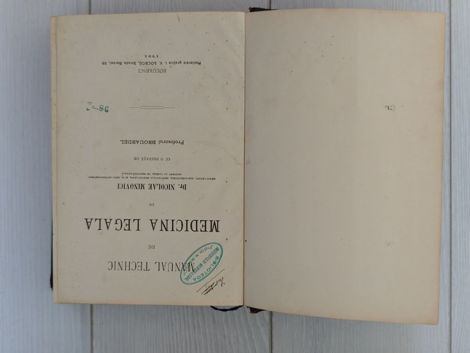 Manual tehnic de medicină legala, Nicolae Minovici, 1904,RAR