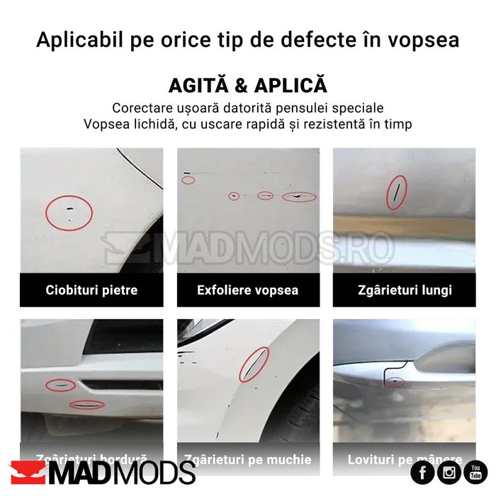 Stift vopsea cu pensula corectie reparatie zgarieturi ciupituri