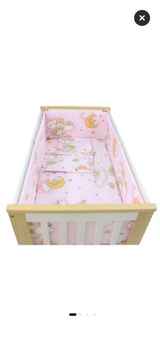 Lenjerie de patut bebe ursulet roz