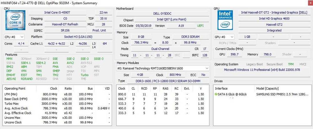 Mini Pc Unitate Calculator Dell , i5 4590t Gen4 SSD Ram 8G DDR3