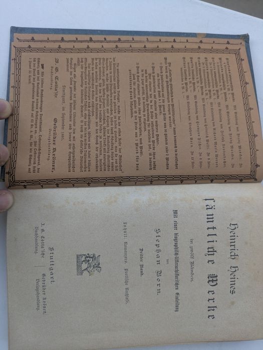 Carte veche germană – Heinrich Heine, "Sämtliche Werke" (Opere complete), vol. III – Stuttgart, 1885