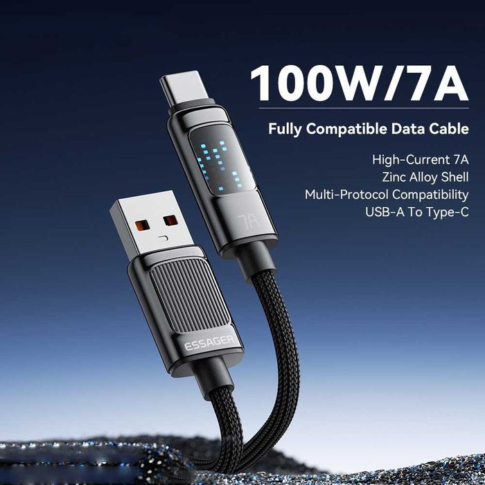 Cablu 2M USB-A la USB-C iPhone OnePlus Oppo Realme Honor Huawei Vivo