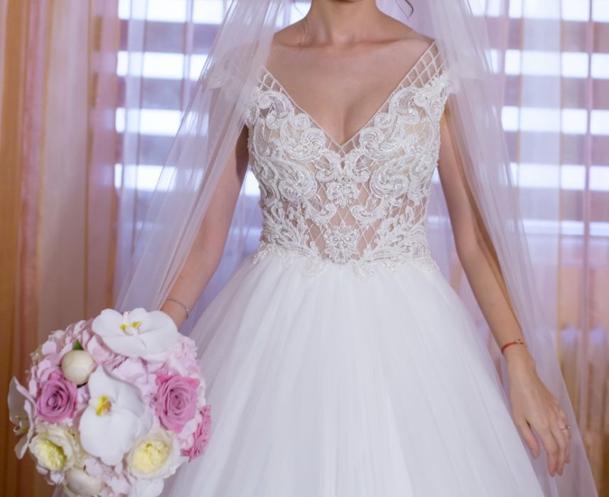 Rochie de mireasa Pollardi Gabbiano A-line/printesa,perle