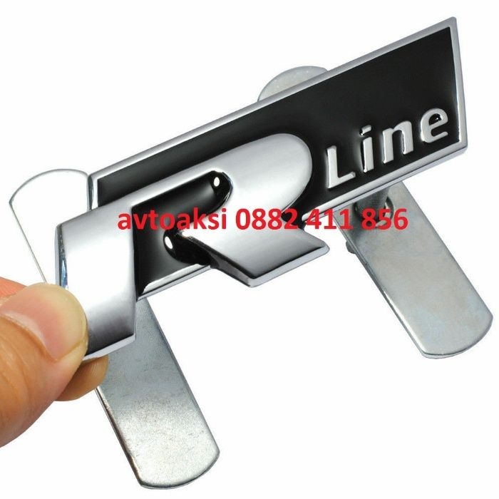 3D Емблема R line за предна решетка метална Черна/Червена