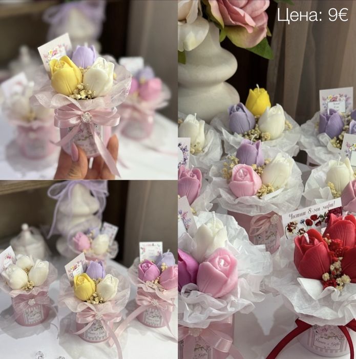 Ароматни натурални свещи и вечни букети за всеки повод