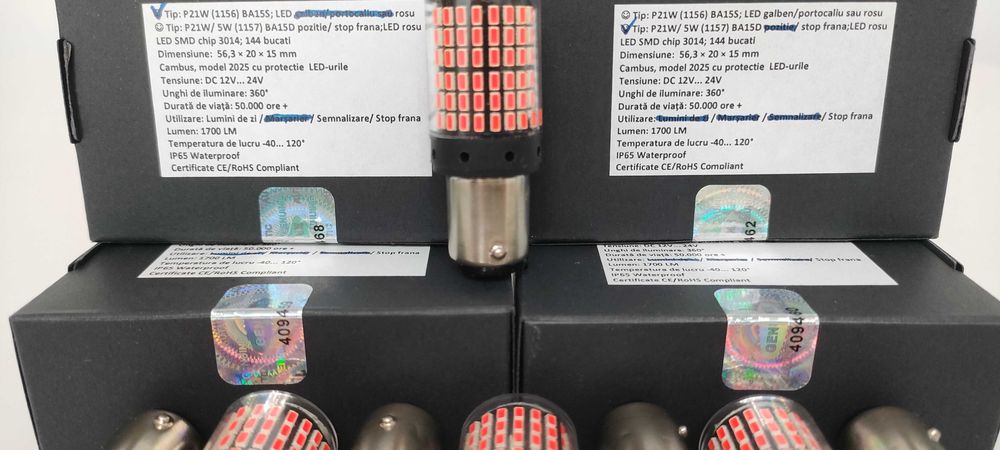 Bec stop frana/ pozitie LED ROSU 21W/ 5W becuri led frana pozitie LED