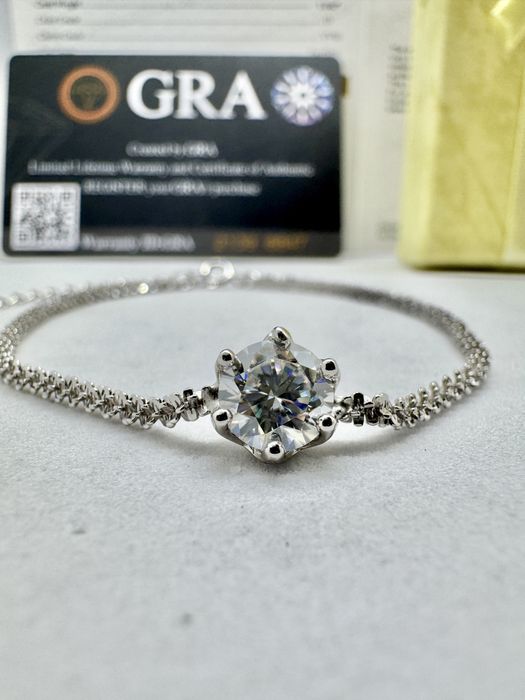 Сребърна гривна с мойсанит (Диамант) 1 карат