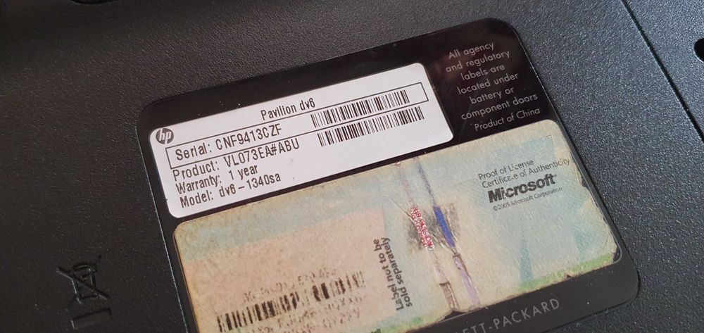 HP Pavilion DV6 -1340sa лаптоп неработещ  и не е тестван