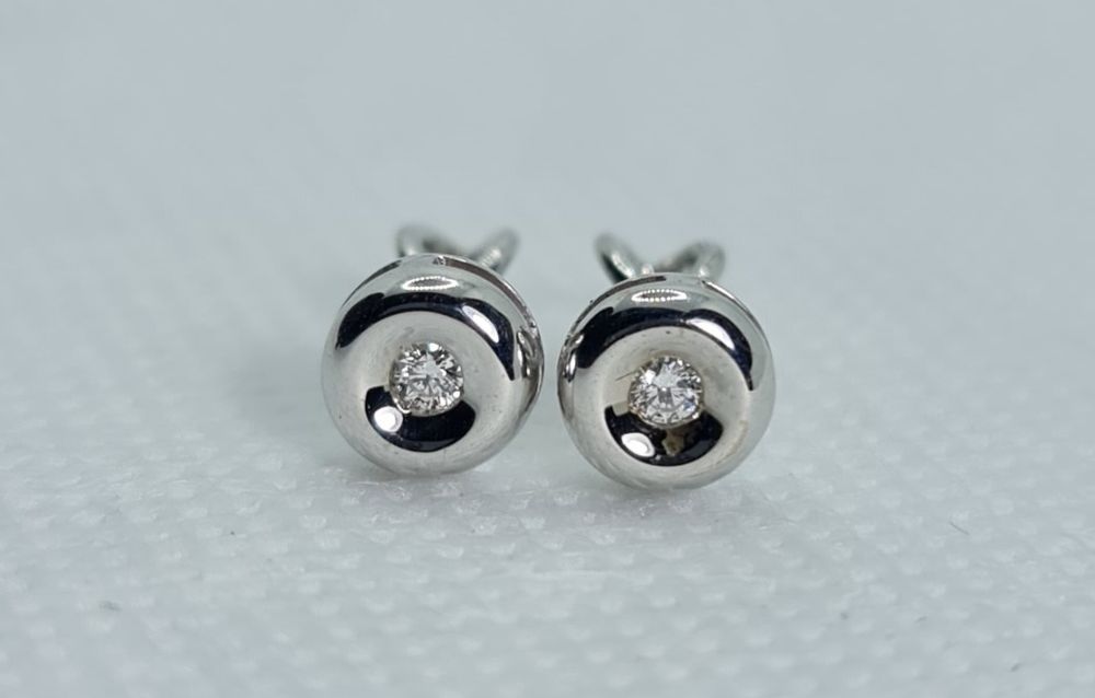 Cercei handmade aur alb 14k cu diamante naturale