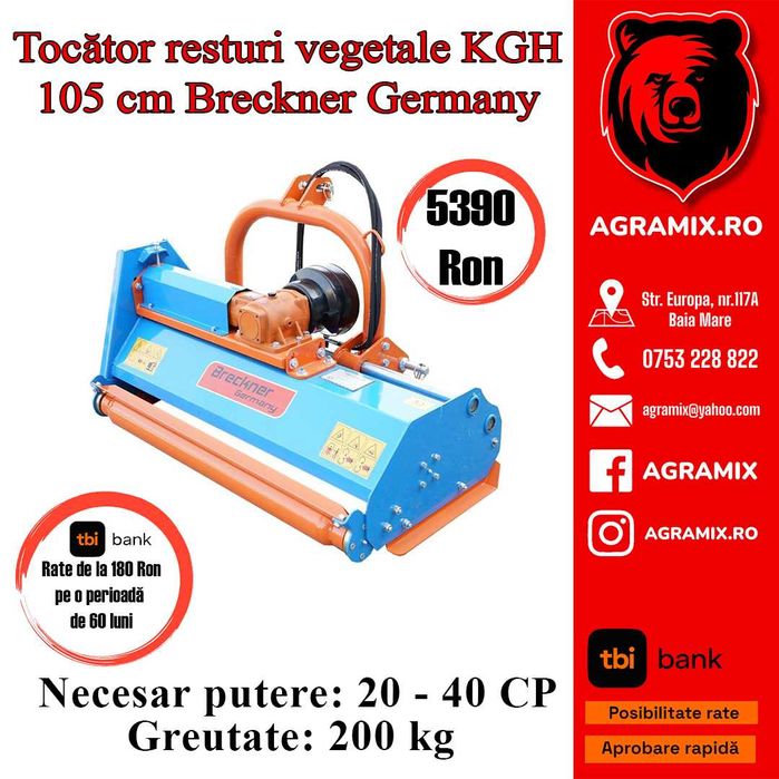 Tocatoare resturi cu translatie hidraulica KGH 105 CM Agramix noi