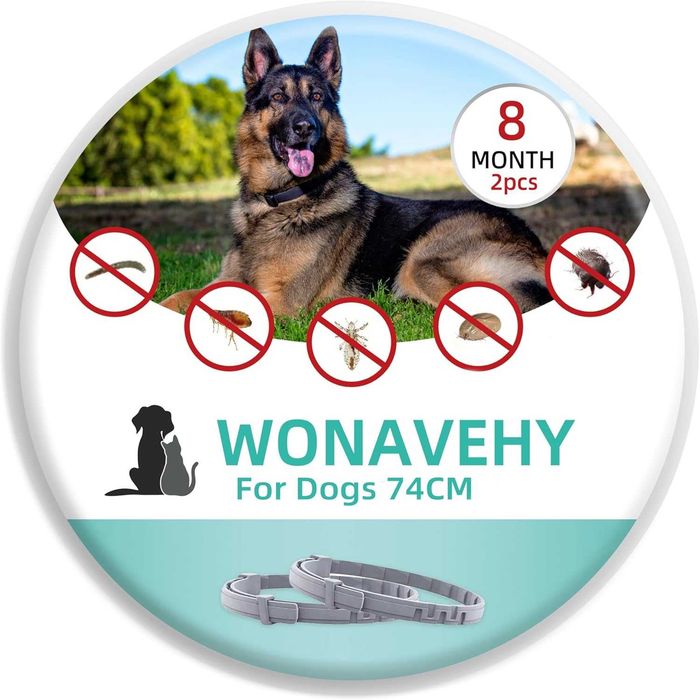 Комплект от 2 нашийника против бълхи за кучета, ефективна защита за 16 месеца
