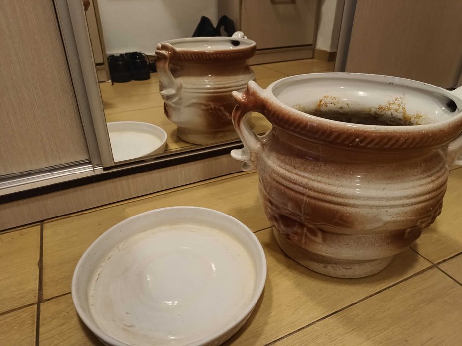 Superb vas/oală ceramică glazurată f mare, h 35 cm înălțime si 30 diam