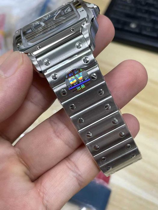 Cartier Santos 100 сребристо/синьо