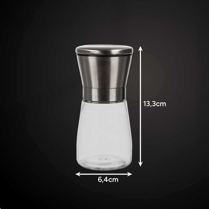 Ръчни мелнички за сол и пипер RUHHY – стъклени, комплект 2 броя