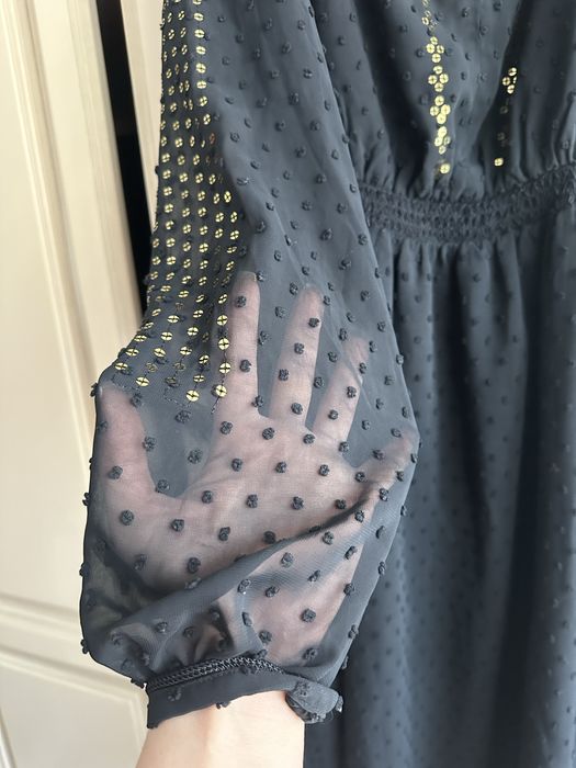 Rochie de ocazie neagra cu decor din paiete - marime 8 (S-M)