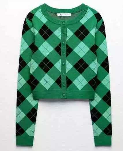 Зелена жилетка с шарка ZARA НОВА