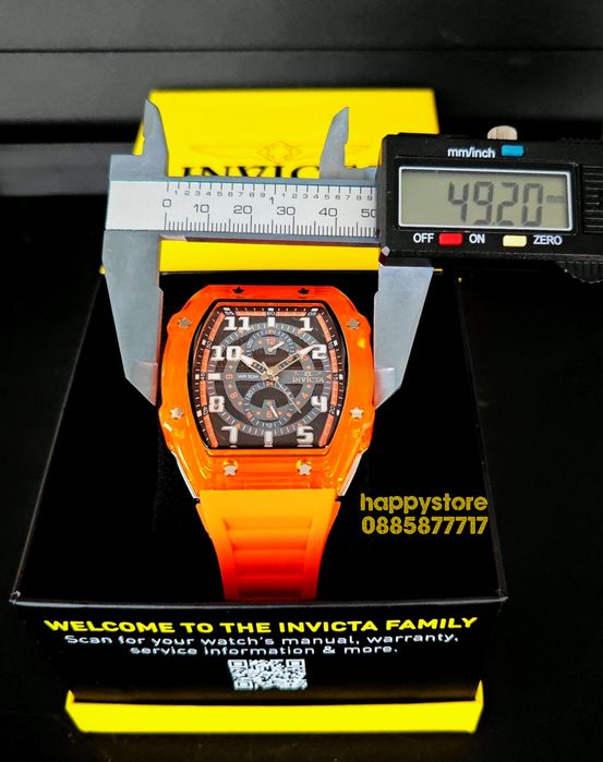 INVICTA Cyclone Orange/Silver 49 mm, Инвикта нов ръчен часовник