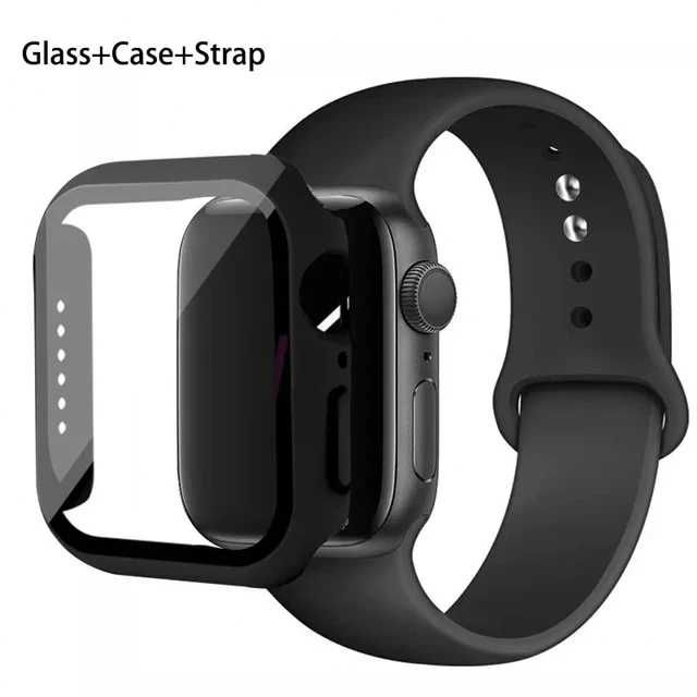 Curea silicon + protectie ecran ceas Apple Watch 10 9 8 7 42/44/45 mm