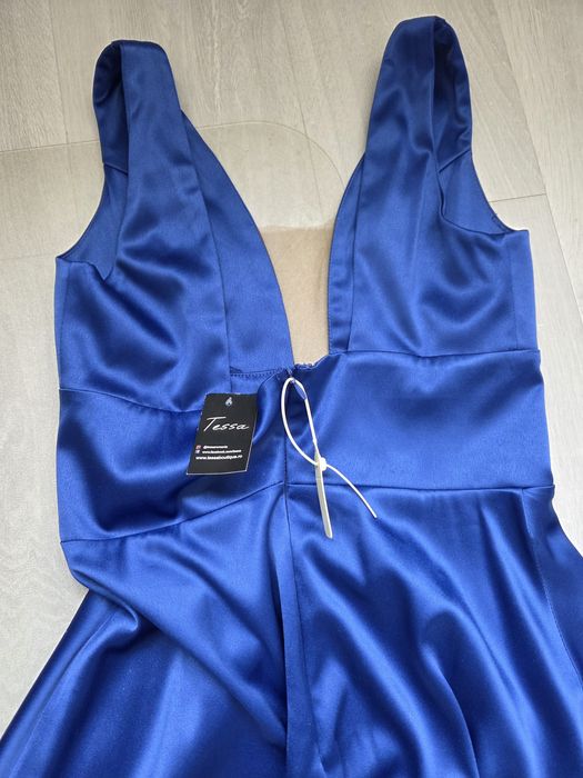 4,99 lei transport azi! Rochie elegantă TESSA, albastru regal, nouă cu eticheta