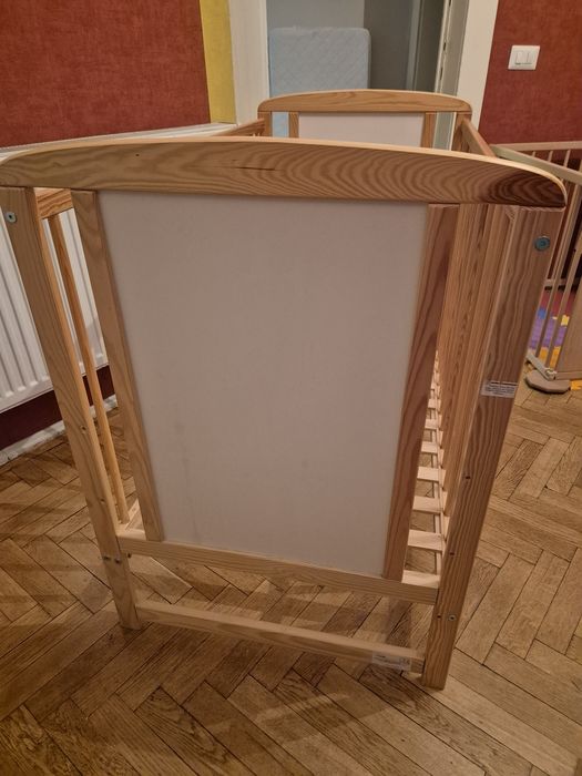 Patut bebe lemn natur, reglabil la 3 inaltimi , 120x60 cm