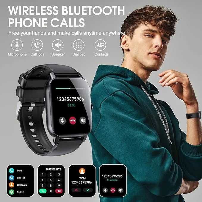 Ceas SmartWatch Apelare Bluetooth Notificari Negru Android IOS Sigilat