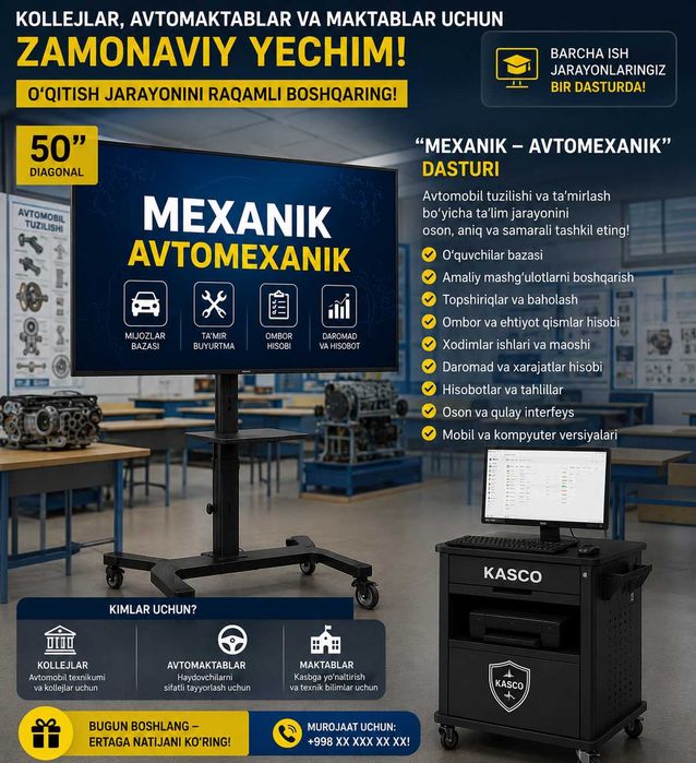 ДАСТУР УЗБЕК ТИЛИДА avtomexanik укув марказлар учун