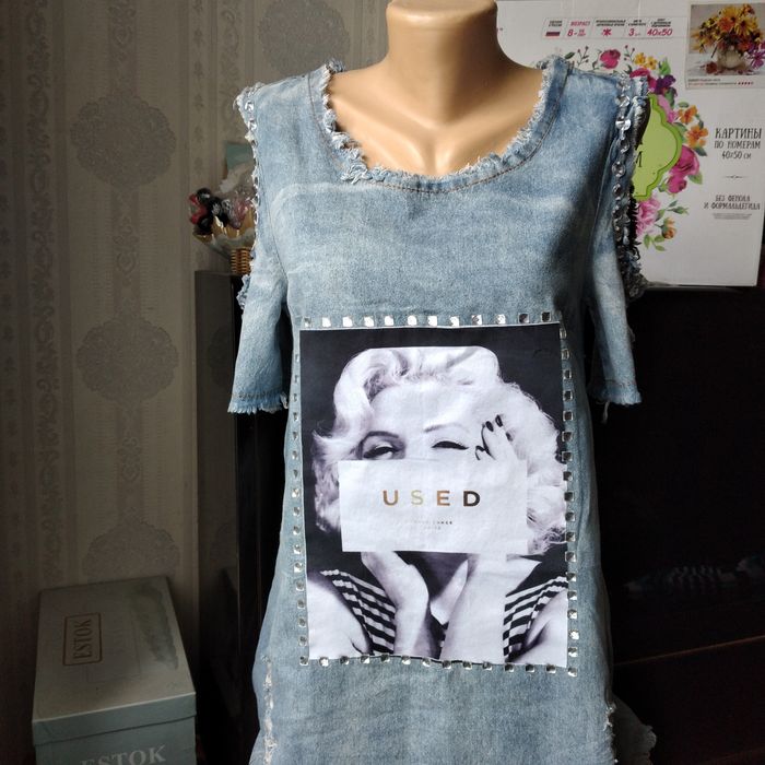 Туника джинсовая. 46 раз. Платье длинное. 46 раз.