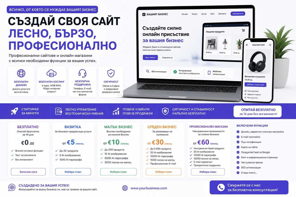 Изработка на сайт / онлайн магазин за 24 часа