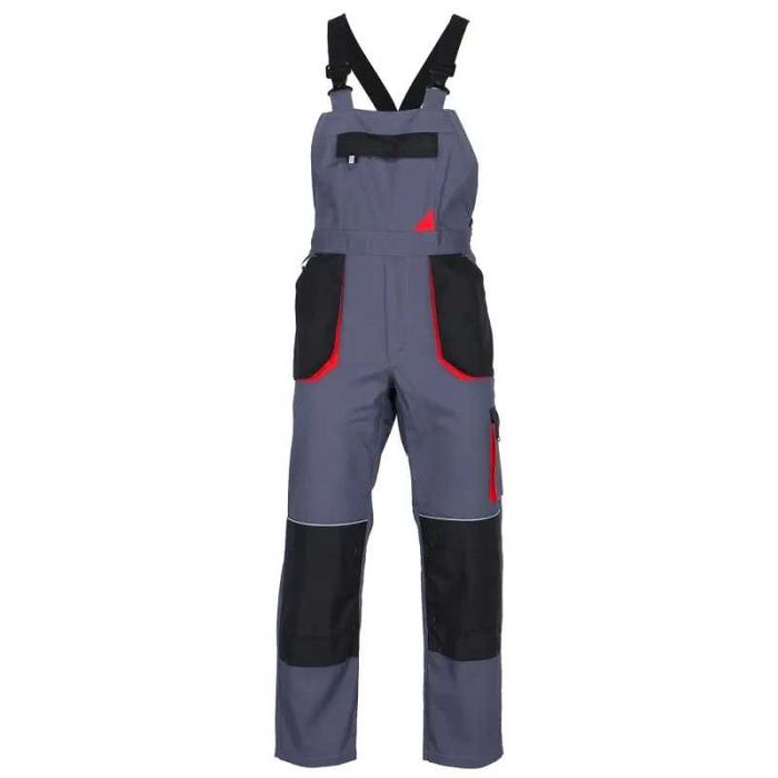 TRITON Мъжки работен полугащеризон - Сив/Черен, 100% памук