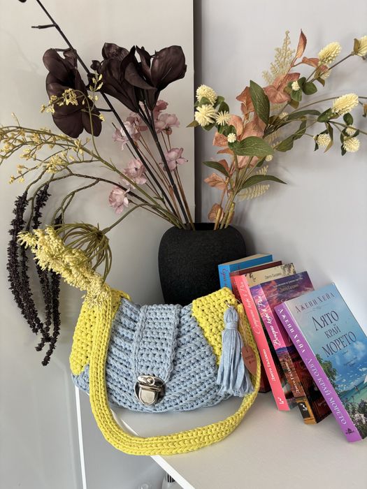 Плетени чанти от памучно и полиестерно макраме
