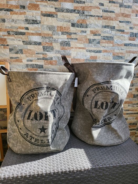 Кош за пране за дрехи за съхранение с надпис 2 цвята и дръжки