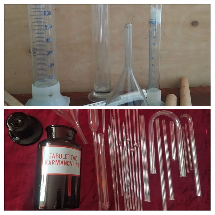 Набор стеклянных принадлежностей  и спиртометр, градусник!