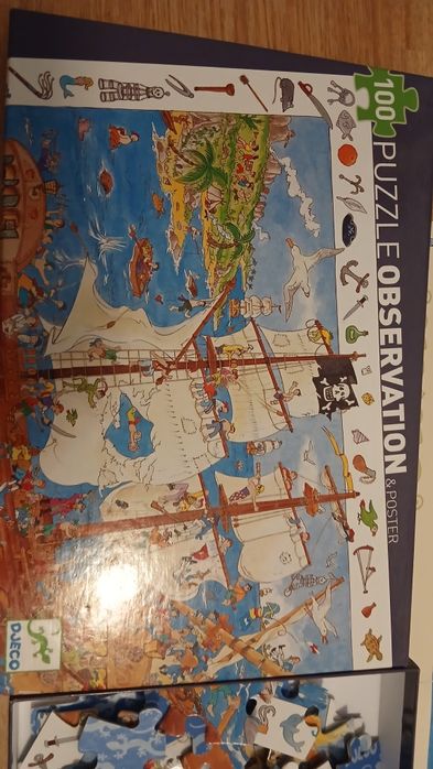 Puzzle observatie Djeco Pirati  si poster 100 piese