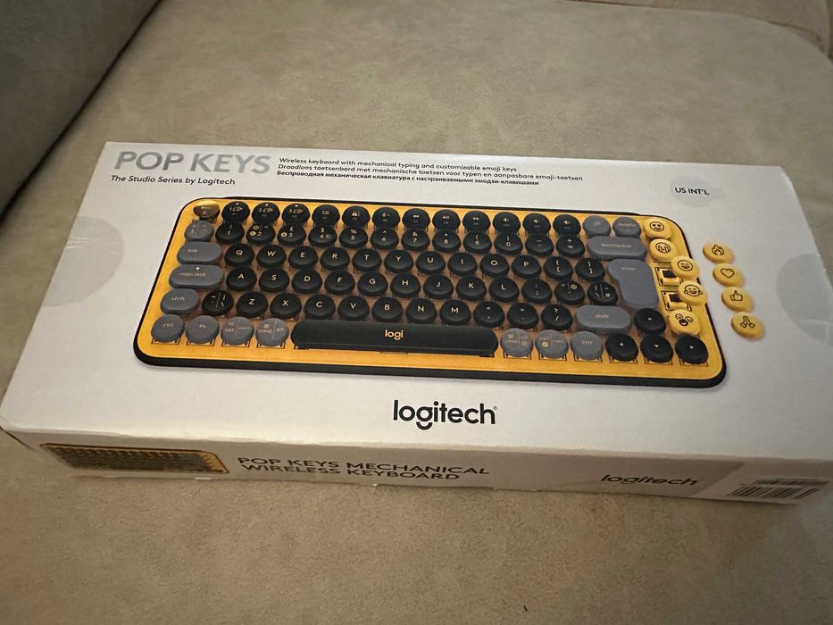 Logitech POP Keys Blast Yellow - безжична механична клавиатура, нова