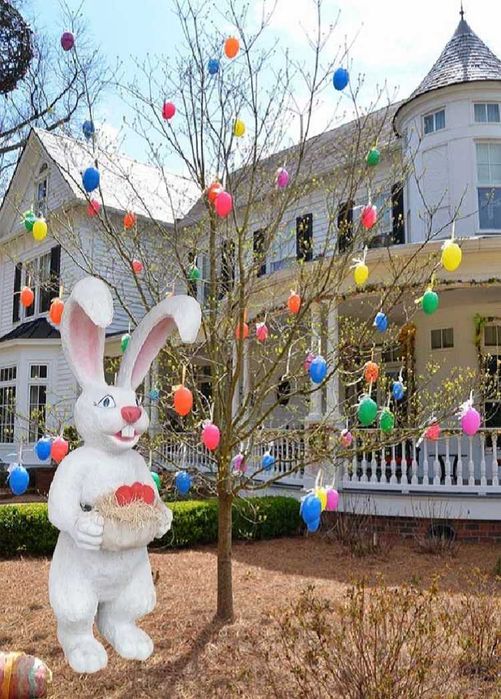 Iepure gigant de exterior 2 m, iluminat festiv Paste, figurine Paste